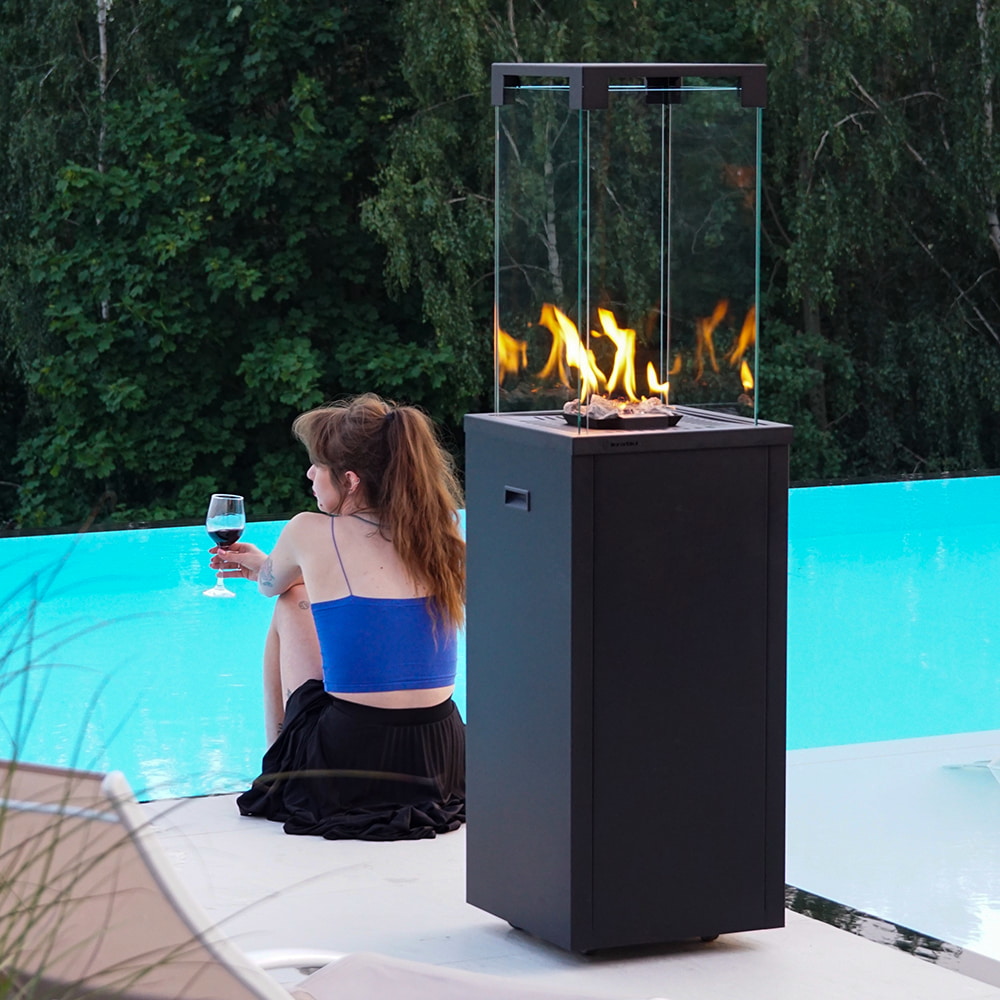 Kratki Terrassenheizer Patio Quarzsinter Blend Nero automatische Steuerung 8,2kW