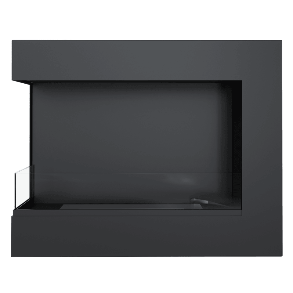 RAME 600 - Cheminée bioéthanol encastrable noire avec vitre de protection Cheminée  bioéthanol murale