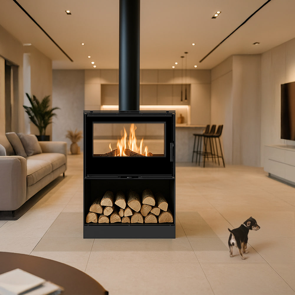 Wood burning stove tunnel KRATKI KARI 80 12 kW Ø 180 with wood
