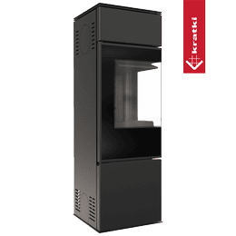 Wood burning steel stove KRATKI REN/S left Ø 150 7 kW black thermotec self closing door