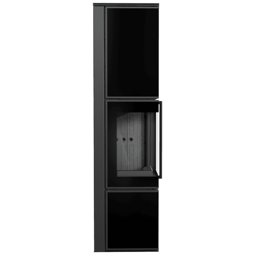 Wood burning steel stove TORA/L 8 kW Ø 150 black glass panel black thermotec self closing door