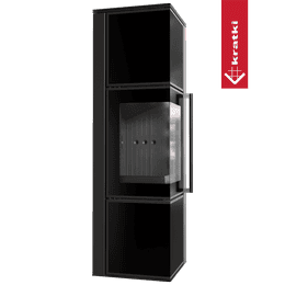 Piec stalowy KRATKI TORA/M 8 kW Ø 150 czarny panel szklany czarne wyłożenie