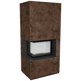 Modular fireplace FLOKI BOX left 8 kW Ø 160 quartz sinter OXIDE MORO self closing door