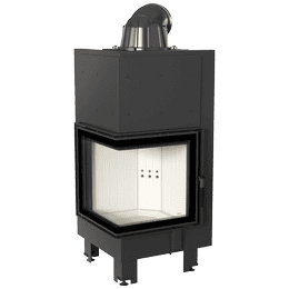 Kamineinsatz aus Stahl KRATKI MBN links 8 kW Ø 200 gebogenes Glas