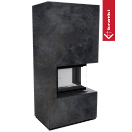 Murspis Kratki FLOKI BOX Ø 160 8 kW Höger kvartskomposit Ossido Nero