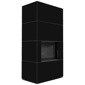 Αρθρωτό τζάκι FLOKI BOX 8 kW Ø 160 quartz sinter NERO ASSOLUTO μαύρο thermotec