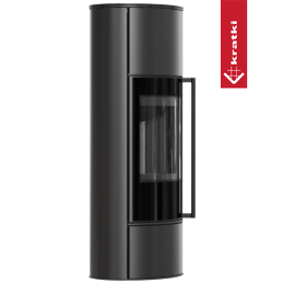 Kaminofen aus Stahl KRATKI ERIK Hoch Ø 150 5,5 kW schwarz Verkleidung