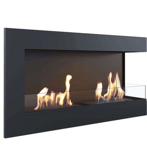 Wall mounted Bioethanol fireplace 900 TÜV right-sided with glazing