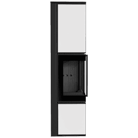 Estufa de leña de acero TORA/L 8 kW Ø 150 panel de vidrio blanco thermotec negro