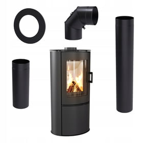 Wood burning steel stove AB S/DR Ø 150 5,5 kW with accessories