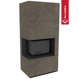Modulær peis KRATKI FLOKI BOX venstre 8 kW Ø 160 kvarts sinter FOKOS PIOKRATKI MBO sort thermotec