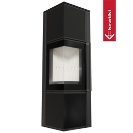 Oceľové kachle na drevo KRATKI TORA/M 8 kW Ø 150 quartz sinter Nero Assoluto samozatváracie dvierka