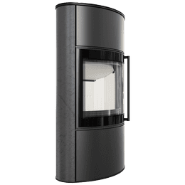 BJORN Ø 150 7kW High freestanding steel stove with decorative GRAFITE SATIN storage ceramics; steel cover; with closing mechanism