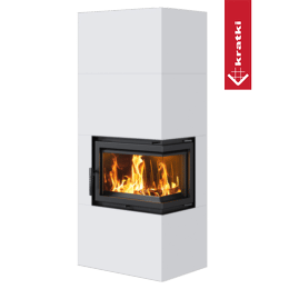 Modulær peis Boks 8 kW Ø 200 Bianco selvlukkende dør