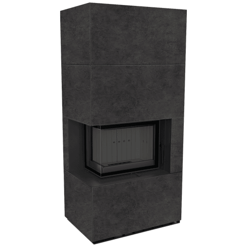 Chimenea modular FLOKI BOX izquierdo 8 kW Ø 160 Sinter de cuarzo FOKOS GRAFITE thermotec negro