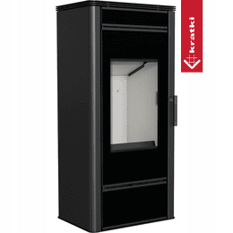 Fatüzelésű acél KRATKI TITAN GLASS Ø 150 11 kW önzáró ajtóval rendelkező kályha KRATKI TITAN GLASS Ø 150 11 kW