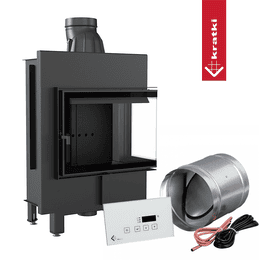 Focar semineu KRATKI LUCY SLIM 8 kW Ø 160 colt dreapta termotec negru MSK GLASS