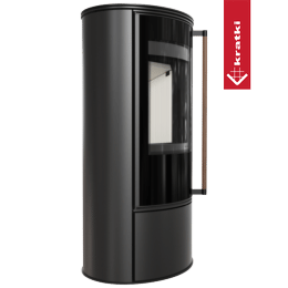 Kachel KRATKI ERIK Ø150 5,5kW met sluiting, handvat van exotisch hout Jatoba