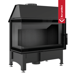 Steel fireplace KRATKI ZIBI DECO left 11 kW Ø 180 black thermotec self closing door