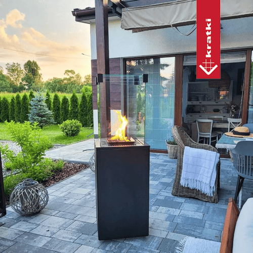 gas patio heater umbrella SUNHEAT Portable Propane with Drink Table, Golden Hammered offering customizable comfort for the changing seasons Hanover 48,000 BTU 26.6 sq.