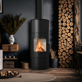 Wood burning steel stove ROLLO 8 kW Ø 150 with water cowl