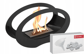 Freestanding Bioethanol fireplace ECHO black accessories set