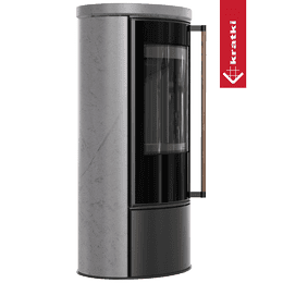 Ofen ERIK Ø150 5 5kW GREY SATIN Keramik schwarz Termotec Griff Jatoba