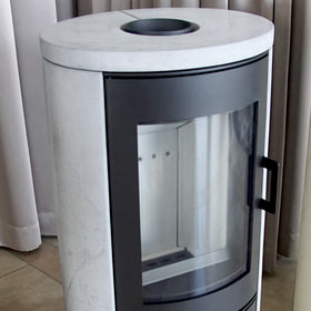 Wood burning stove AB S/DR/ECO 5,5 kW Ø 150 grey decorative lining self closing door