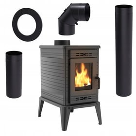 Wood burning cast iron stove K10 Ø 150 10 kW with accessories