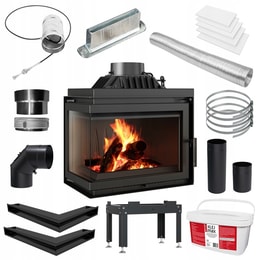 Kamineinsatz Gusseisen KRATKI SIMPLE links 8 kW Ø 200 Set 2