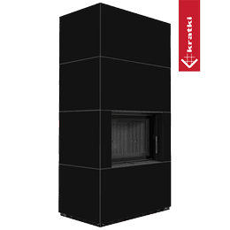 Модульный камин KRATKI FLOKI BOX 8 кВт Ø 160 кварцевый агломерат NERO ASSOLUTO черный термотек