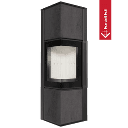 Estufa de leña de acero KRATKI TORA/M 8 kW Ø 150 sinterizado de cuarzo NATURALI PIETRA DI SAVOIA ANTRANCITE BOCCIARDATA puerta de cierre automático