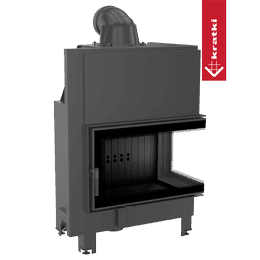 Stalen haard KRATKI MBO rechts 15 kW Ø 200 gebogen glas zwart thermotec