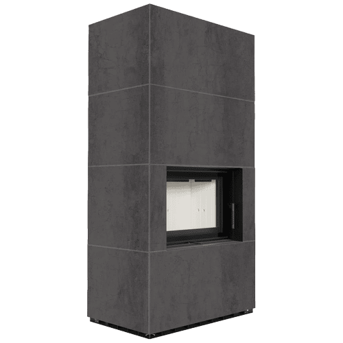 Modular fireplace FLOKI BOX 8 kW Ø 160 quartz sinter NATURALI PIETRA DI SAVOIA ANTRANCITE BOCCIARDATA