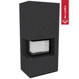 Modularni kamin KRATKI FLOKI BOX lijevi 8 kW Ø 160 kvarcni sinter NATURALI ARDESIA NERO A SPACCO