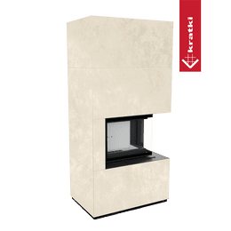 Murspis Kratki FLOKI BOX Ø 160 8 kW Höger kvartskomposit Oxide Bianco