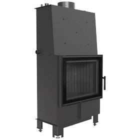 Water heating fireplace 12 kW Ø 200 Double glass black thermotec lining