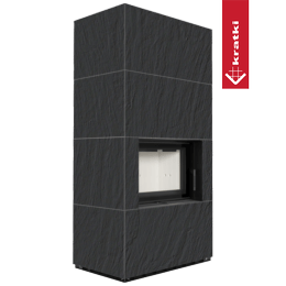 Modular fireplace FLOKI BOX 8 kW Ø 160 quartz sinter NATURALI ARDESIA NERO A SPACCO