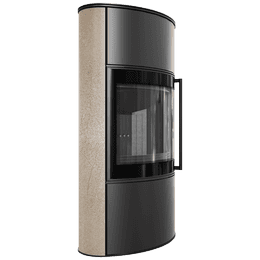 BJORN freestanding steel stove Ø 150 7kW High decorative GOLD SATIN storage ceramic; steel cover; black thermotec
