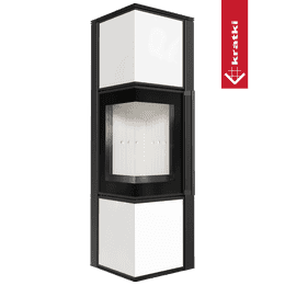 Kaminofen aus Stahl KRATKI TORA/M 8 kW Ø 150 Weißes Glaspaneel mit Türfeder