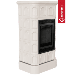 Stalen open haard KRATKI BLANKA 8 kW Ø 160 crème tegel zwart thermotec