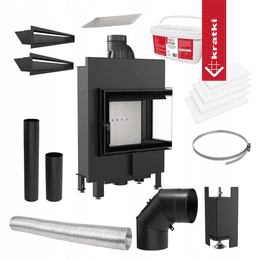 Steel fireplace KRATKI LUCY SLIM EKO right 8 kW Ø 160 installation kit