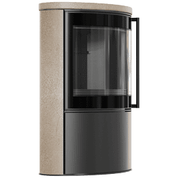BJORN Ø 150 7kW free-standing steel stove, decorative GOLD SATIN storage ceramics; ceramic cover; black thermotec