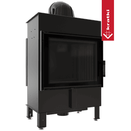Insatskamin Kratki LUCY TUNEL 12 kW Ø 200 med genomsyn, bakre plåtpanel och svart beklädnad