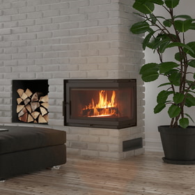 Cast iron fireplace SIMPLE right 8 kW Ø 200