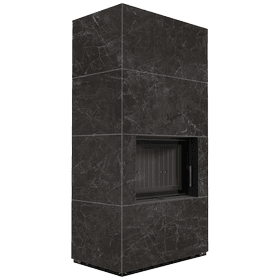 Modular fireplace FLOKI BOX 8 kW Ø 160 quartz sinter NATURALI NERO GRECO black thermotec