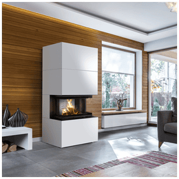 Moduļu kamīns KRATKI NBC/EASY BOX 7 kW Ø 160 tērauda korpuss Balts Ar aizveramām durvīm