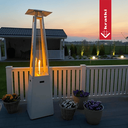 Estufa de Gas Exterior Umbrella acero blanco 12 kW juego