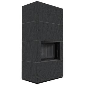Modular fireplace FLOKI BOX 8 kW Ø 160 quartz sinter NATURALI ARDESIA NERO A SPACCO black thermotec