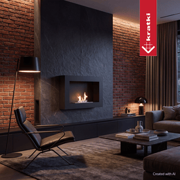 Wall-mounted bioethanol fireplace DELTA FLAT 65 cm black